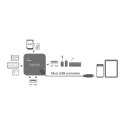 Hub USB 2.0, 3 porty, z czytnikiem kart, OTG, Micro-USB, Android