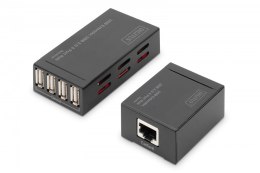 Przedłużacz/Extender HUB 4 porty USB 2.0 po skrętce kat. 5e/7, do 50m
