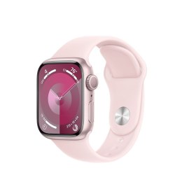 Watch Series 9 GPS, 41mm Koperta z aluminium w kolorze różowym z paskiem sportowy w kolorze jasnoróżowym - S/M