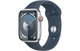 Watch Series 9 GPS + Cellular, 45mm Koperta z aluminium w kolorze srebrnym z paskiem sportowy w kolorze sztormowego błękitu - M/